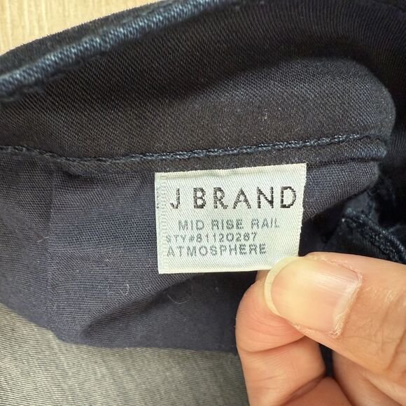 J Brand Jeans Womens Mid Rise Rail Dark Wash Slim Cigarette Denim Sz 31 - Picture 5 of 7